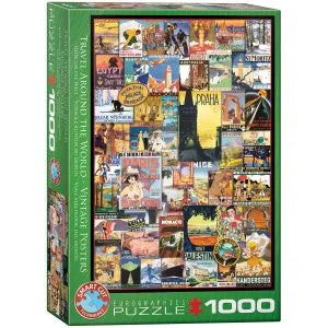 Puzzle: Carteles viaje alrededor del mundo 1000 pzs.