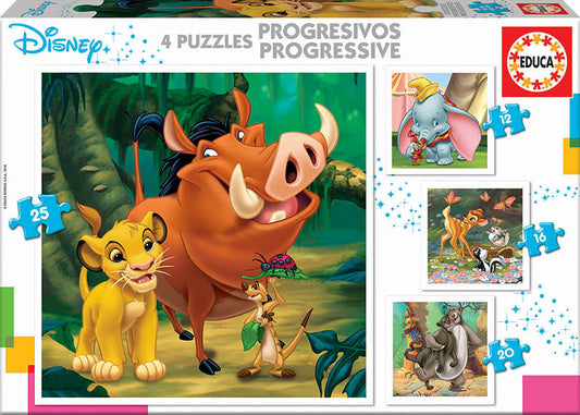 Disney animals puzzle progresivo 12 , 16 , 20 , 25 p.
