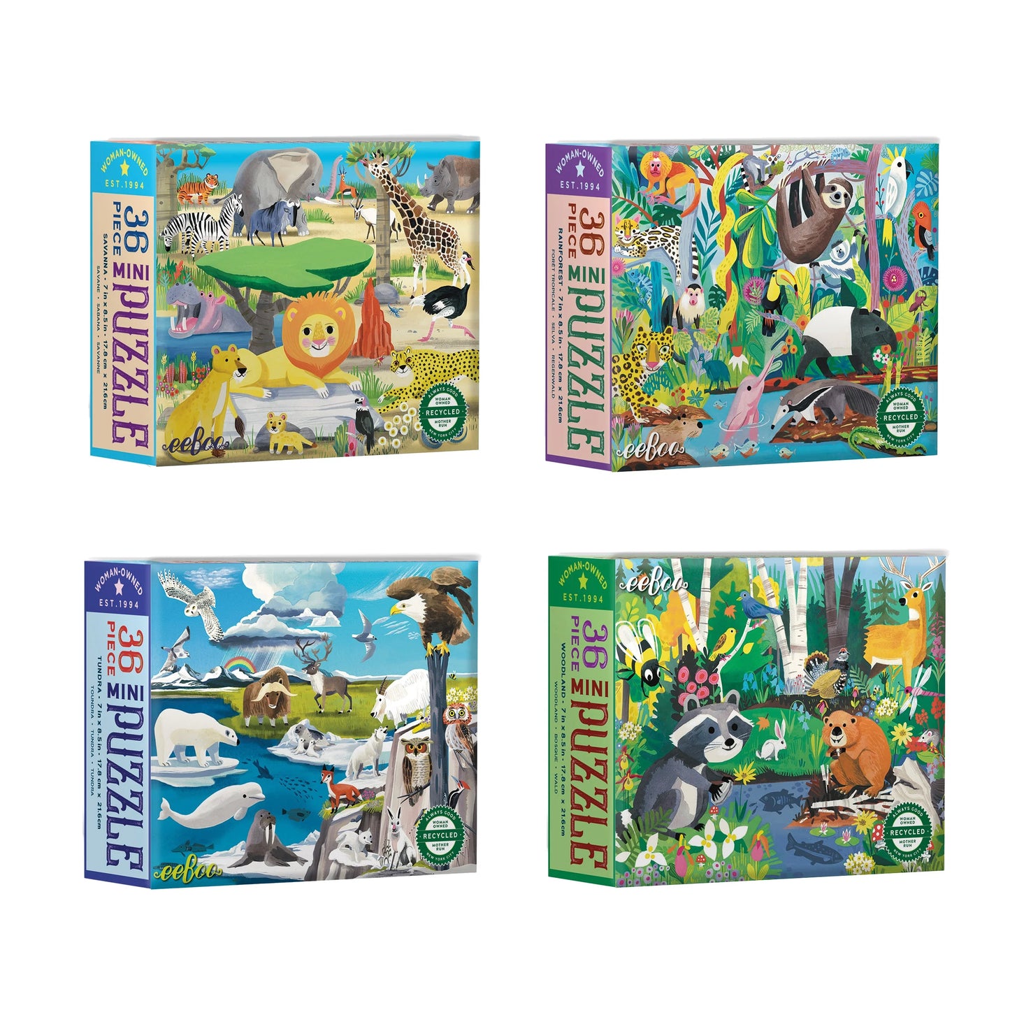 Eeboo Surtido Mini Puzzles Wild Habitats 4 diseños...