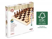 Ajedrez con piezas madera caja carton
