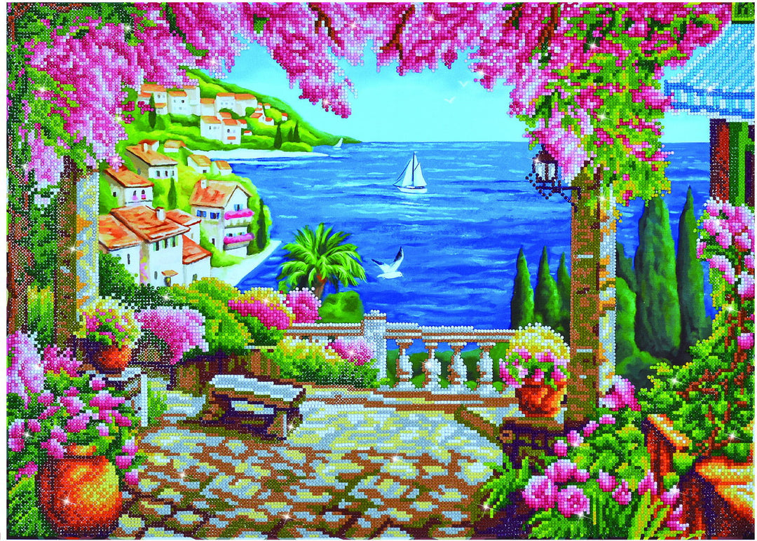 Diamond painting kit: Terraza paisaje marino