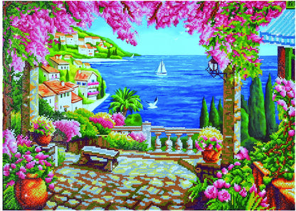Diamond painting kit: Terraza paisaje marino