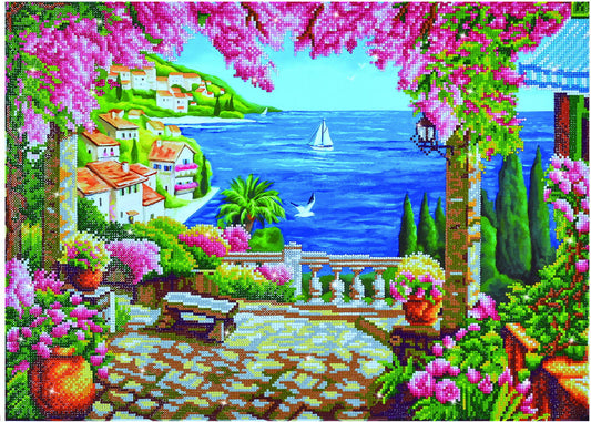 Diamond painting kit: Terraza paisaje marino