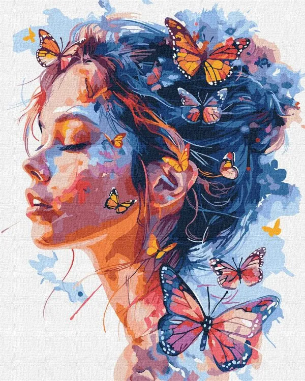 PINTAR POR NUMEROS CHICA CON MARIPOSAS