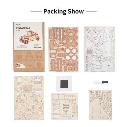 Maqueta Madera Coche Antiguo