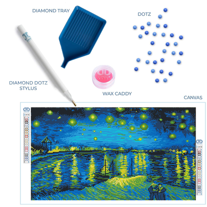 Diamond painting kit: Noche estrellada sobre el Rhin