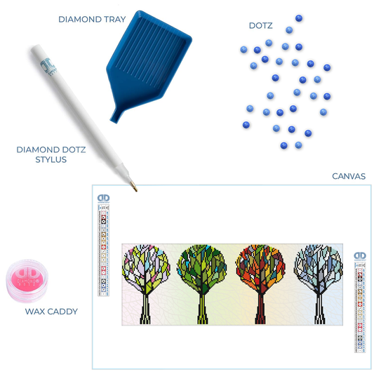 Diamond painting kit:  Arboles 4 estaciones