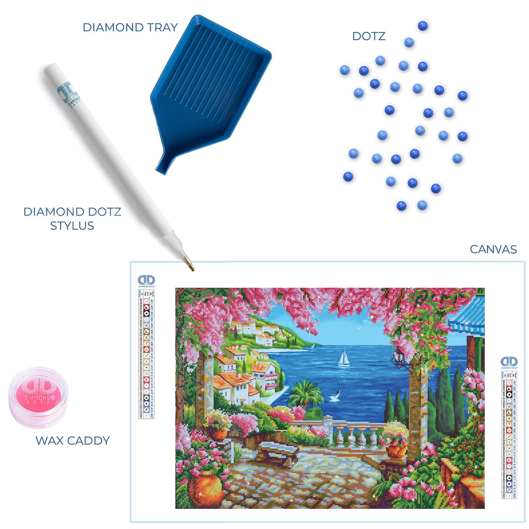 Diamond painting kit: Terraza paisaje marino