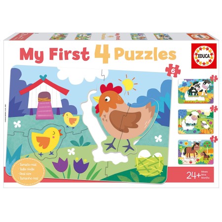 Puzzle progresivo , animales de la granja 5,6,7,8 piezas