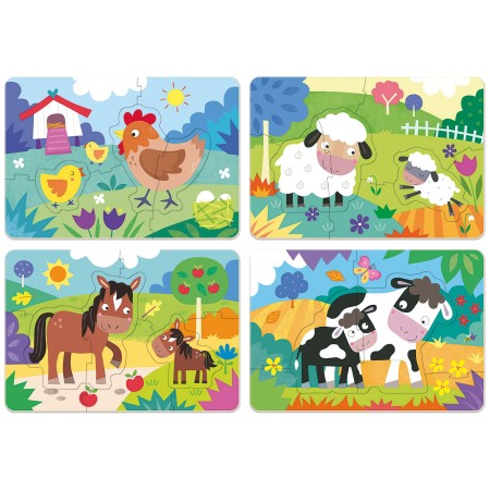 Puzzle progresivo , animales de la granja 5,6,7,8 piezas